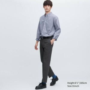 Men's Uniqlo Airsense Ultra Light Wool-like (Short) Trousers Dark Grey | SNMV-71362