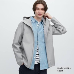 Men's Uniqlo Blocktech 3d Cut Parka Grey | KSTW-45073