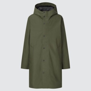 Men's Uniqlo Blocktech Hooded (2021 Season) Coats Olive | AFON-75139