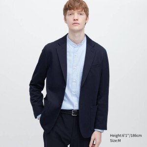 Men's Uniqlo Comfort Jackets Navy | XNTM-85316