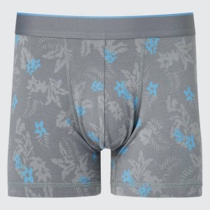 Men's Uniqlo Cotton Low Rise Printed Boxer Underwear Grey | VALO-01279