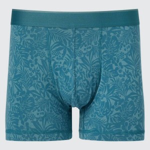 Men's Uniqlo Cotton Low Rise Printed Boxer Underwear Green | LMXY-05318