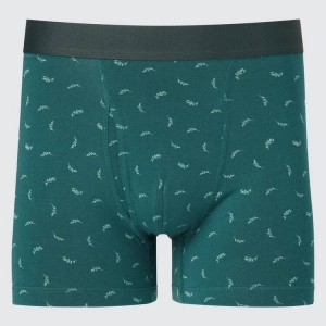 Men's Uniqlo Cotton Printed Boxer Underwear Green | PLOH-95624