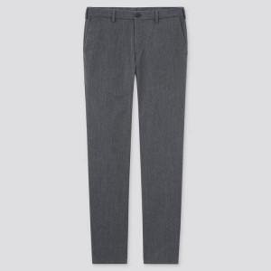 Men's Uniqlo Cotton Stretch Slim Fit Chinos (2021 Season) Trousers Grey | KLRD-91702