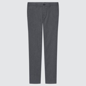 Men's Uniqlo Cotton Stretch Slim Fit Chinos (2021 Season) Trousers Grey | ZOLY-36571