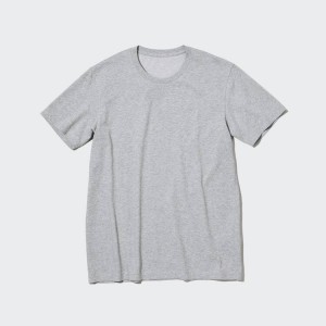 Men's Uniqlo Dry Colour Crew Neck (2020 Season) T Shirts Grey | NSPH-14837