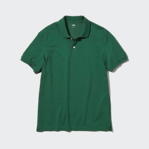 Men's Uniqlo Dry Piqué Polo Shirts Green | MPCH-05346