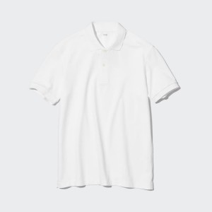 Men's Uniqlo Dry Piqué Polo Shirts White | CLSW-52469