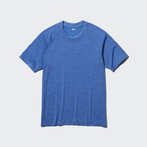 Men's Uniqlo Dry-ex Crew Neck T Shirts Blue | MIDE-67548