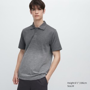 Men's Uniqlo Dry-ex Polo Shirts Grey | YJFN-69538