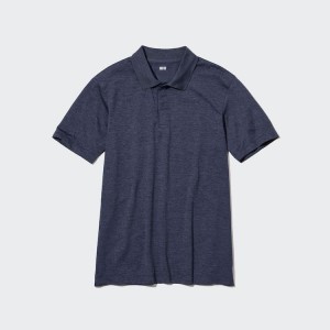 Men's Uniqlo Dry-ex Polo Shirts Navy | OJDY-76108