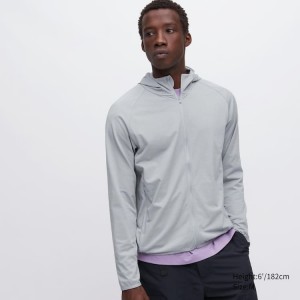 Men's Uniqlo Dry-ex Uv Protection Zipped Jackets Light Grey | FAJX-79403