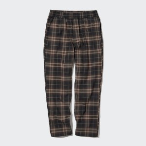 Men's Uniqlo Flannel Ankle Length Loungewear Brown | FWRL-56147