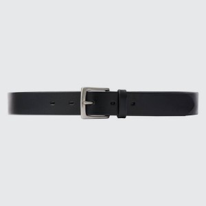 Men's Uniqlo Italian Leather Belts Black | AWEK-03597