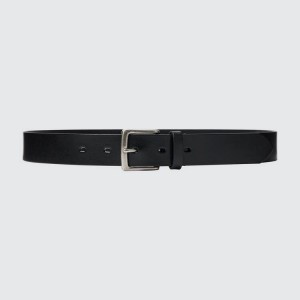 Men's Uniqlo Italian Oiled Leather Belts Black | SROQ-18695