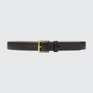 Men's Uniqlo Italian Saddle Leather (2021 Season) Belts Dark Brown | YUDW-49267