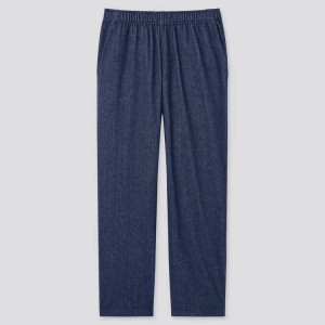 Men's Uniqlo Jersey Relaxed Fit Ankle Length (2021 Season) Trousers Blue | GSRT-81352