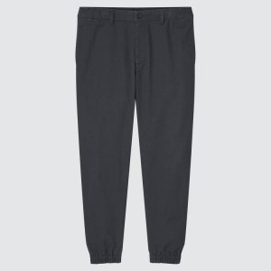 Men's Uniqlo Joggers Trousers Dark Grey | ZKAL-50938