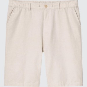 Men's Uniqlo Linen Blend Shorts Beige | AKYI-76510