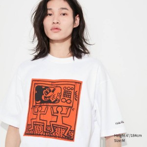 Men's Uniqlo Mickey X Keith Haring Ut Graphic T Shirts White | YVDZ-32190