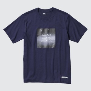 Men's Uniqlo Peace For All Ut Graphic (Ayumu Hirano) T Shirts Navy | UTPL-94826