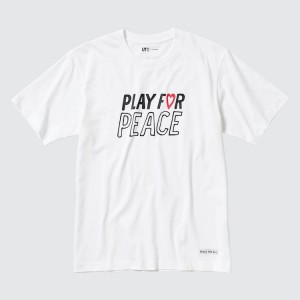 Men's Uniqlo Peace For All Ut Graphic (Kei Nishikori) T Shirts White | MDER-21607