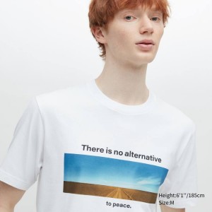 Men's Uniqlo Peace For All Ut Graphic (Wim Wenders) T Shirts White | KXJT-92714