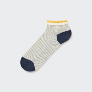 Men's Uniqlo Pile Striped Short Socks Grey | YMKT-73465