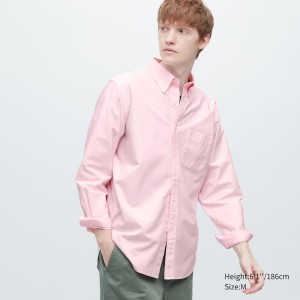 Men's Uniqlo Regular Fit Oxford (Button-down Collar) Shirts Pink | NSGK-84350