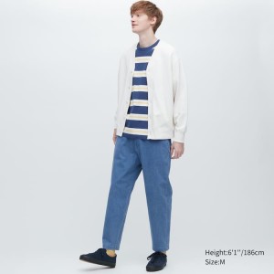 Men's Uniqlo Relaxed Fit Ankle Length Trousers Blue | UJQR-06974