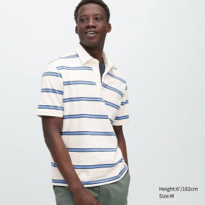 Men's Uniqlo Rugger Striped Polo Shirts White | TMNI-62901