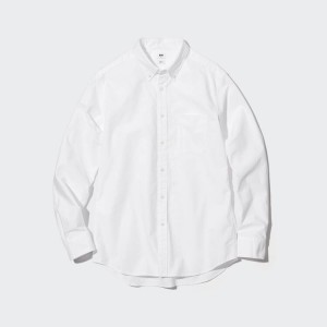 Men's Uniqlo Slim Fit Oxford (Button-down Collar) Shirts White | BFKE-09245