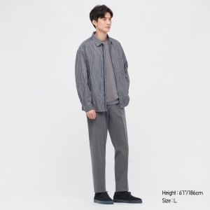 Men's Uniqlo Smart Comfort Ankle Length (Long) Trousers Grey | LBQA-84162