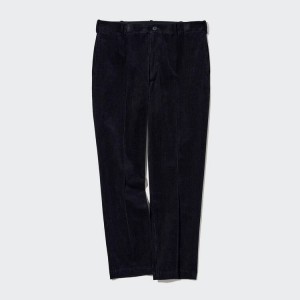 Men's Uniqlo Smart Corduroy Ankle Length (Long) Trousers Navy | UDWT-83570