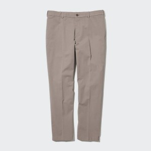 Men's Uniqlo Smart Cotton Ankle Length (Long) Trousers Beige | DXTJ-30681