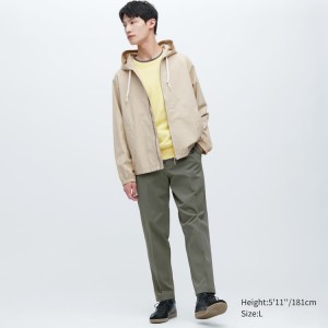 Men's Uniqlo Smart Cotton Ankle Length Trousers Olive | HYGT-64523