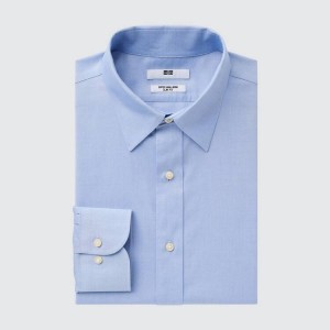 Men's Uniqlo Super Non-iron Slim Fit (2020 Season) Shirts Light Blue | VOWH-64398