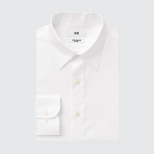 Men's Uniqlo Super Non-iron Slim Fit (Semi-cutaway Collar) Shirts White | JBGH-20387