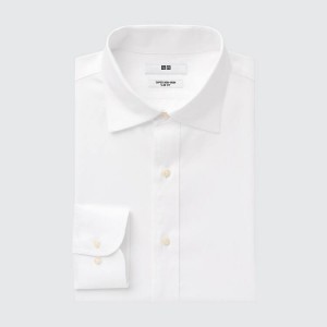 Men's Uniqlo Super Non-iron Slim Fit (Semi-cutaway Collar) Shirts White | VORU-82315