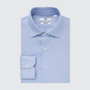 Men's Uniqlo Super Non-iron Slim Fit (Semi-cutaway Collar) Shirts Light Blue | JXKA-07839