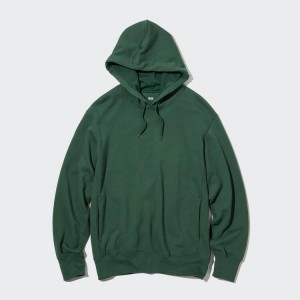 Men's Uniqlo Sweat Pullover Hoodie Dark Green | SGHB-69752