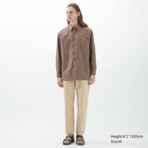 Men's Uniqlo U Oversized Checked Casual Shirts Grey | UIJX-15290