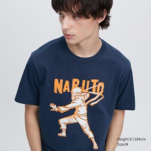 Men's Uniqlo Ut Archive Naruto Graphic T Shirts Navy | NTPG-60451