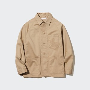 Men's Uniqlo Utility Jackets Brown | XZMJ-19305