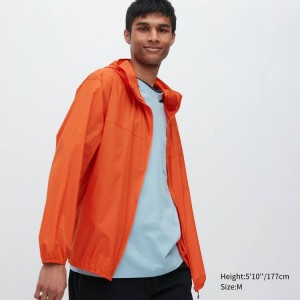 Men's Uniqlo Uv Protection 3d Cut Pocketable Parka Orange | WYJA-26547