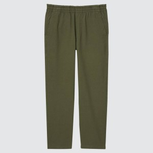 Men's Uniqlo Washed Jersey Ankle Length Trousers Dark Green | EUTK-12354