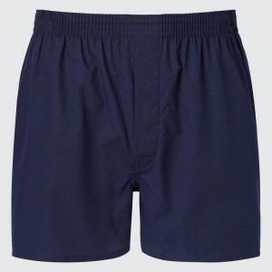 Men's Uniqlo Woven Broadcloth Boxer Underwear Navy | MKXL-74039