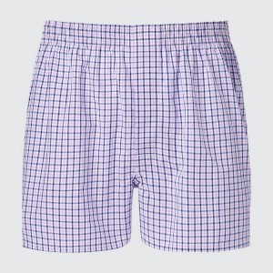 Men's Uniqlo Woven Checked Boxer Underwear Light Purple | QGED-79210