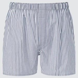 Men's Uniqlo Woven Striped Boxer Underwear Blue | DAMH-98543