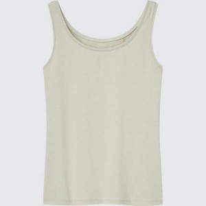 Women's Uniqlo Airism Cotton Vest Light Green | GXWP-78146